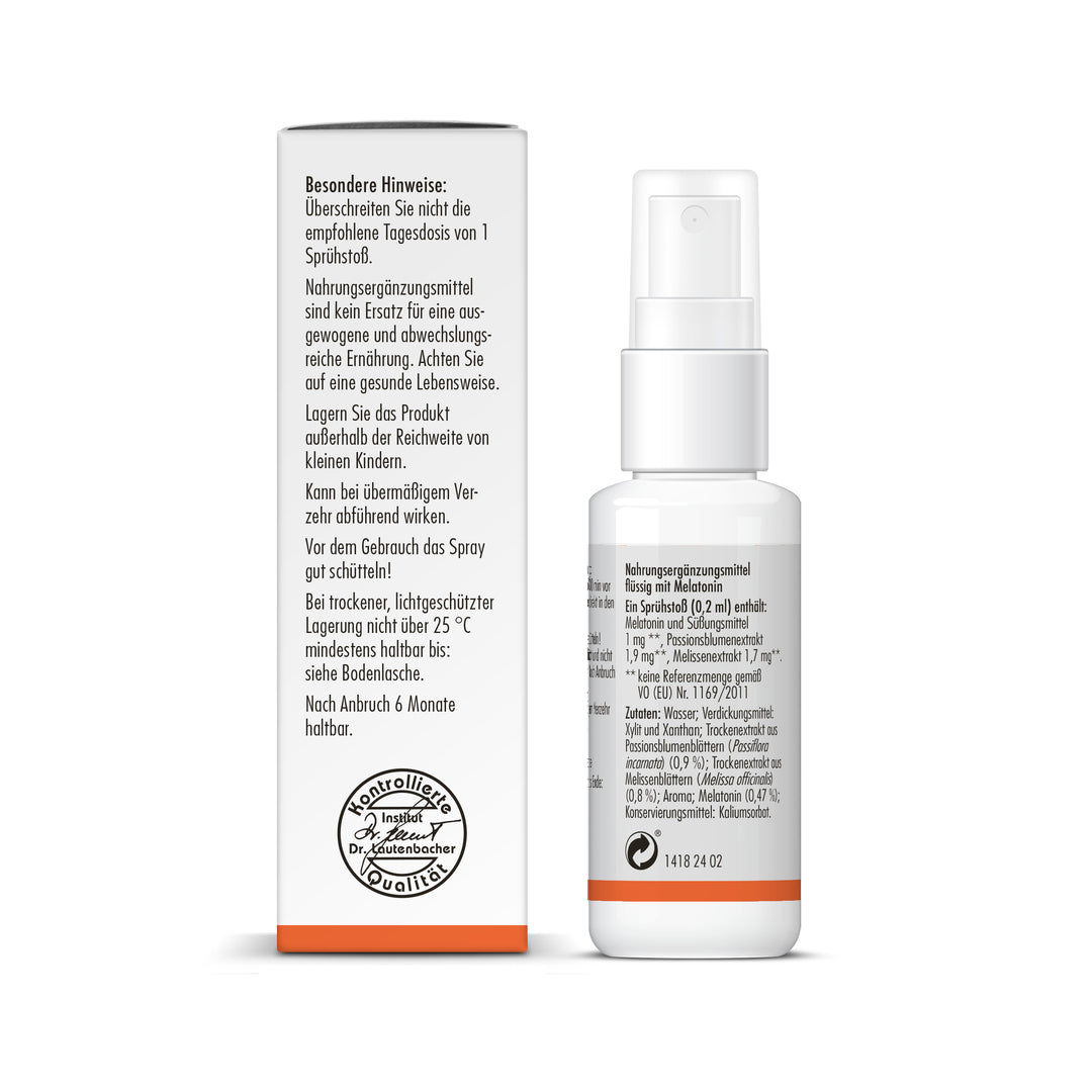 sovita Melatonin Plus Spray mit besonderen Hinweisen zur Anwendung auf der Faltschachtel