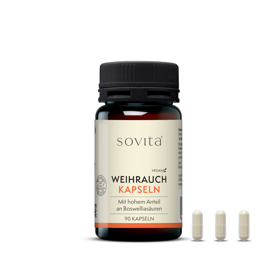 sovita Weihrauch Kapseln – Produkt mit 3 einzelnen Kapseln im Vordergrund