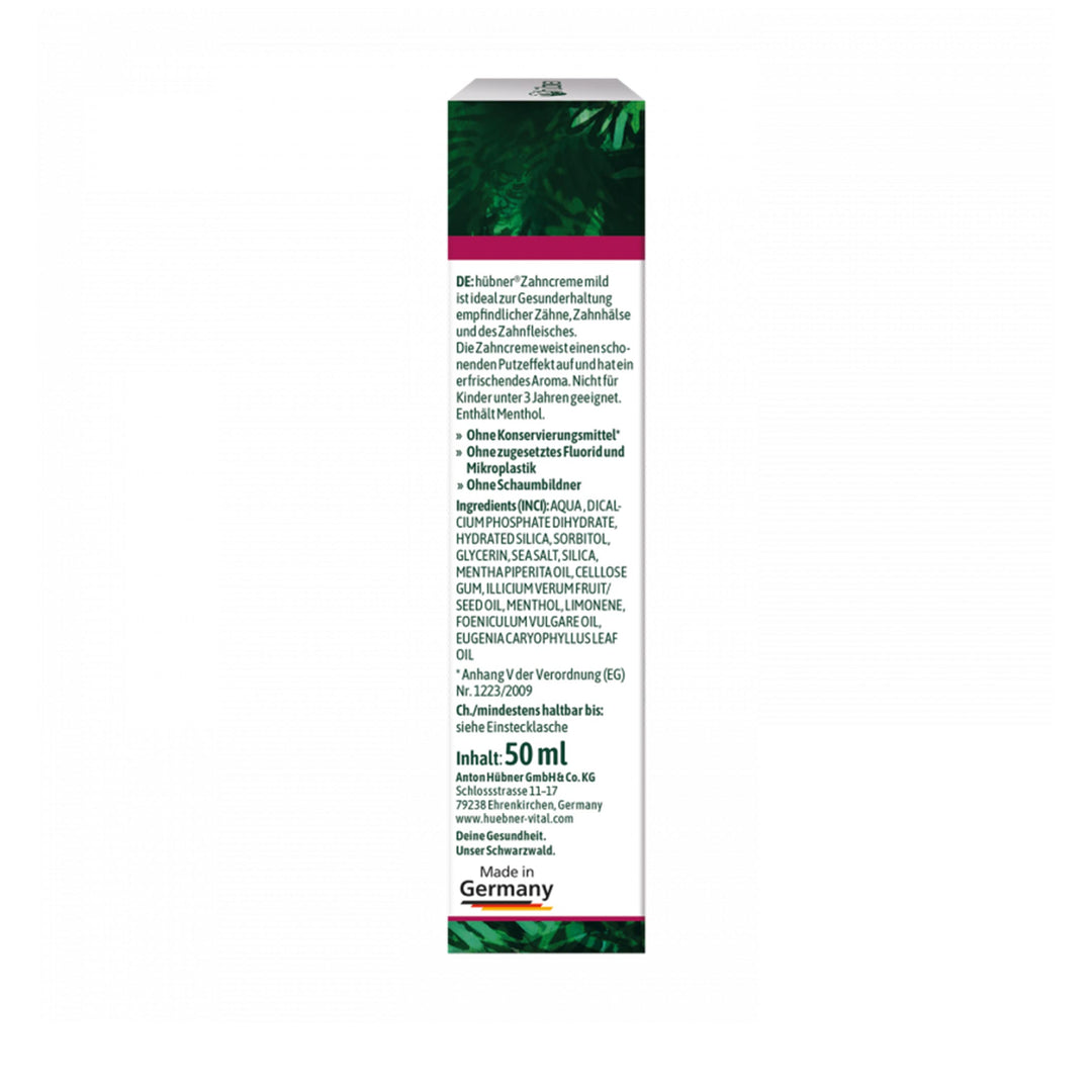 Hübner Zahncreme mild mit Pfefferminz (50 ml)