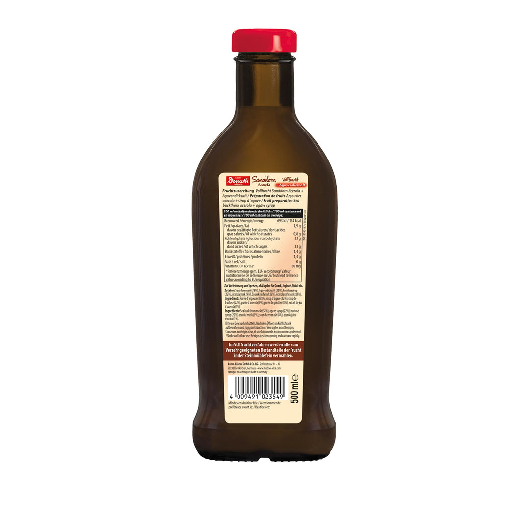Donath Vollfrucht Sanddorn Acerola + Agavendicksaft (500 ml)