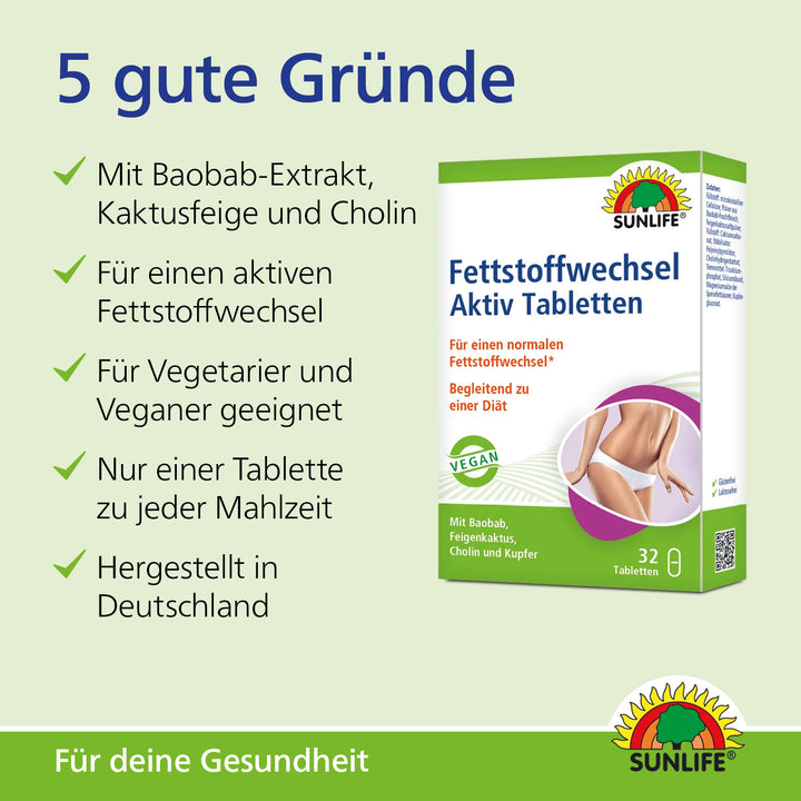 SUNLIFE Fettstoffwechsel Aktiv Tabletten (32 Stk.)