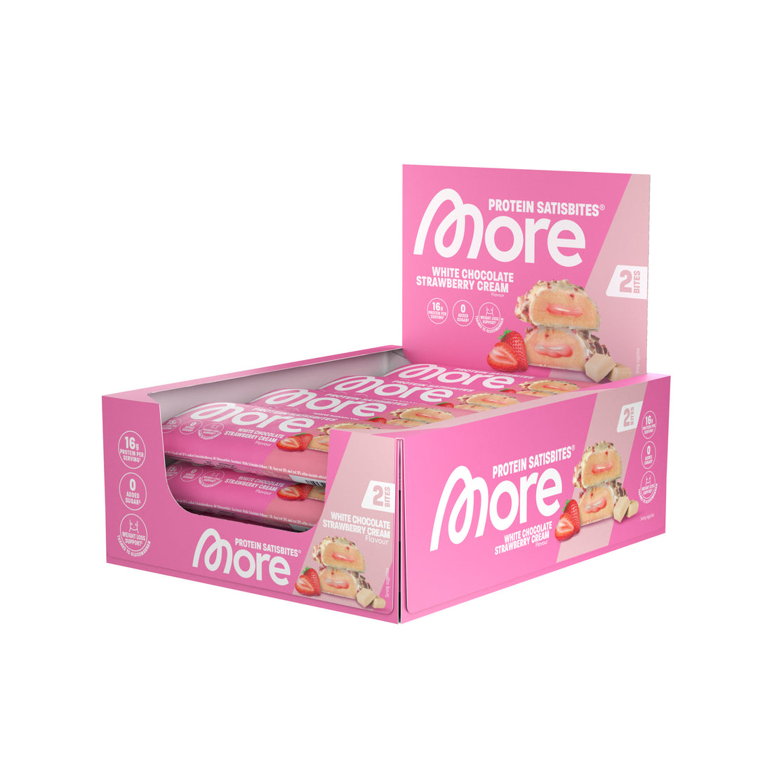 MORE Protein Satisbites White Chocolate Strawberry Cream | 12 x 2x25g
